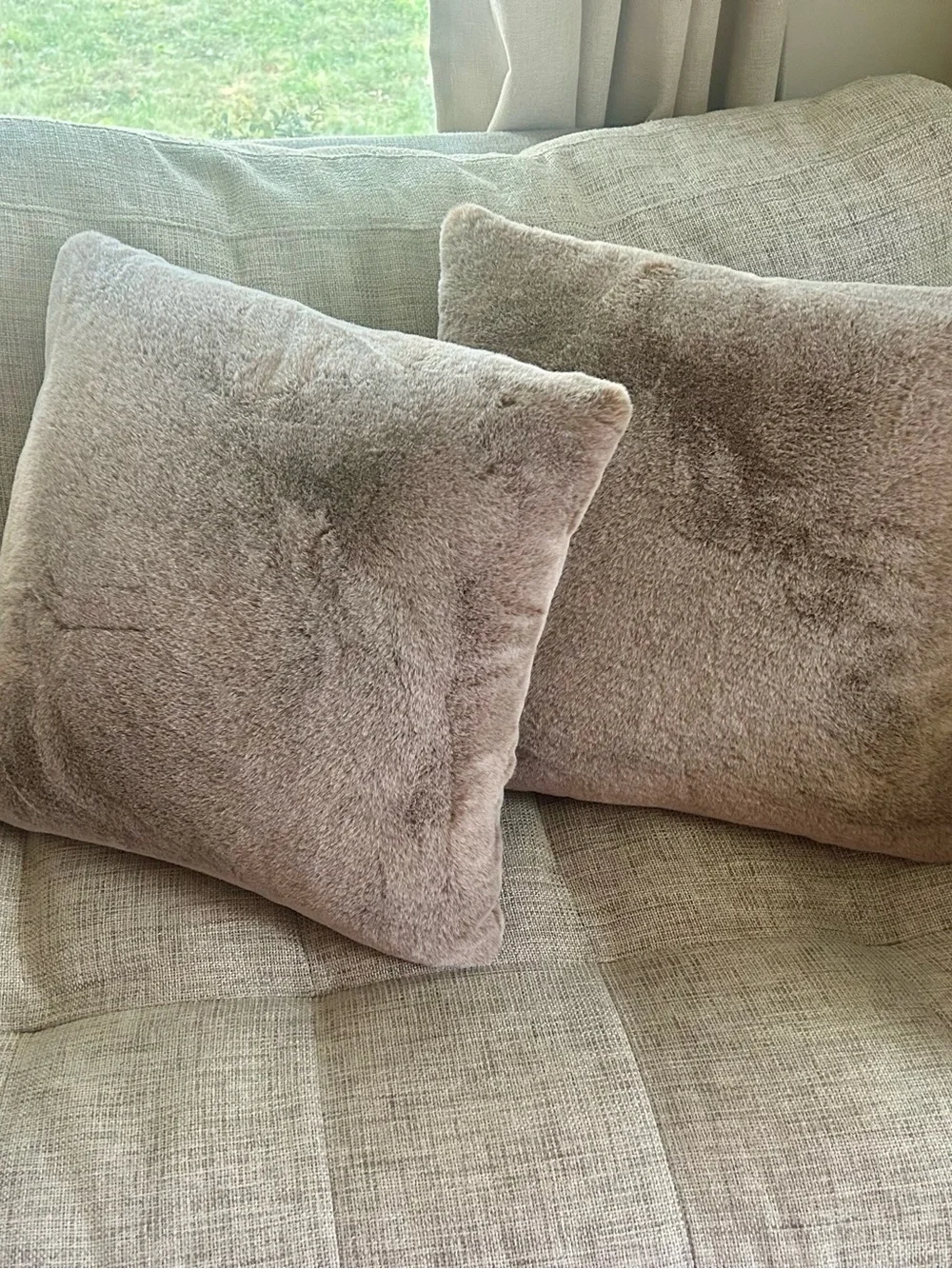 Dusty Purple Fur Throw Pillows x2